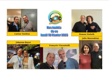 Roman Doduik, Julie Manoukian, Carine Tardieu, Francois Vincentelli, et Johanna Boyer ce lundi 10 Février dans Chut on écoute la télé