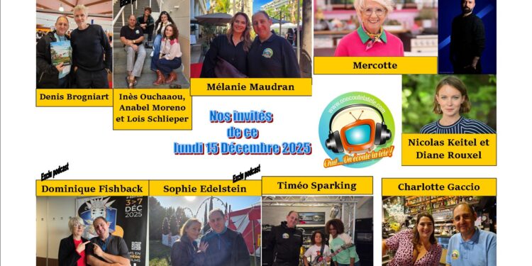 Diane Rouxel, Nicolas Keitel, Charlotte Gaccio, Mélanie Maudran, Timéo Sparking, Denis Brogniart, et Mercotte ce lundi 15 décembre dans Chut on écoute la télé