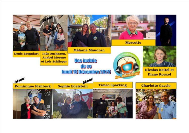 Diane Rouxel, Nicolas Keitel, Charlotte Gaccio, Mélanie Maudran, Timéo Sparking, Denis Brogniart, et Mercotte ce lundi 15 décembre dans Chut on écoute la télé