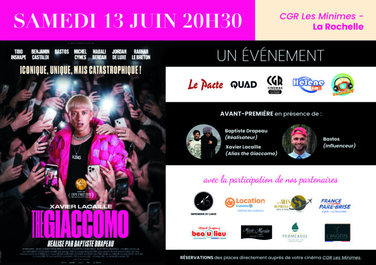 The Giaccomo en avant première débarque les 13 et 14 juin en Charente et Charente Maritime avec Bastos, Xavier Lacaille et Baptiste Drapeau